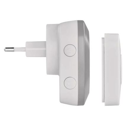 Bezdrátový zvonek do zásuvky 230V + 1xCR2032 IP44 šedá